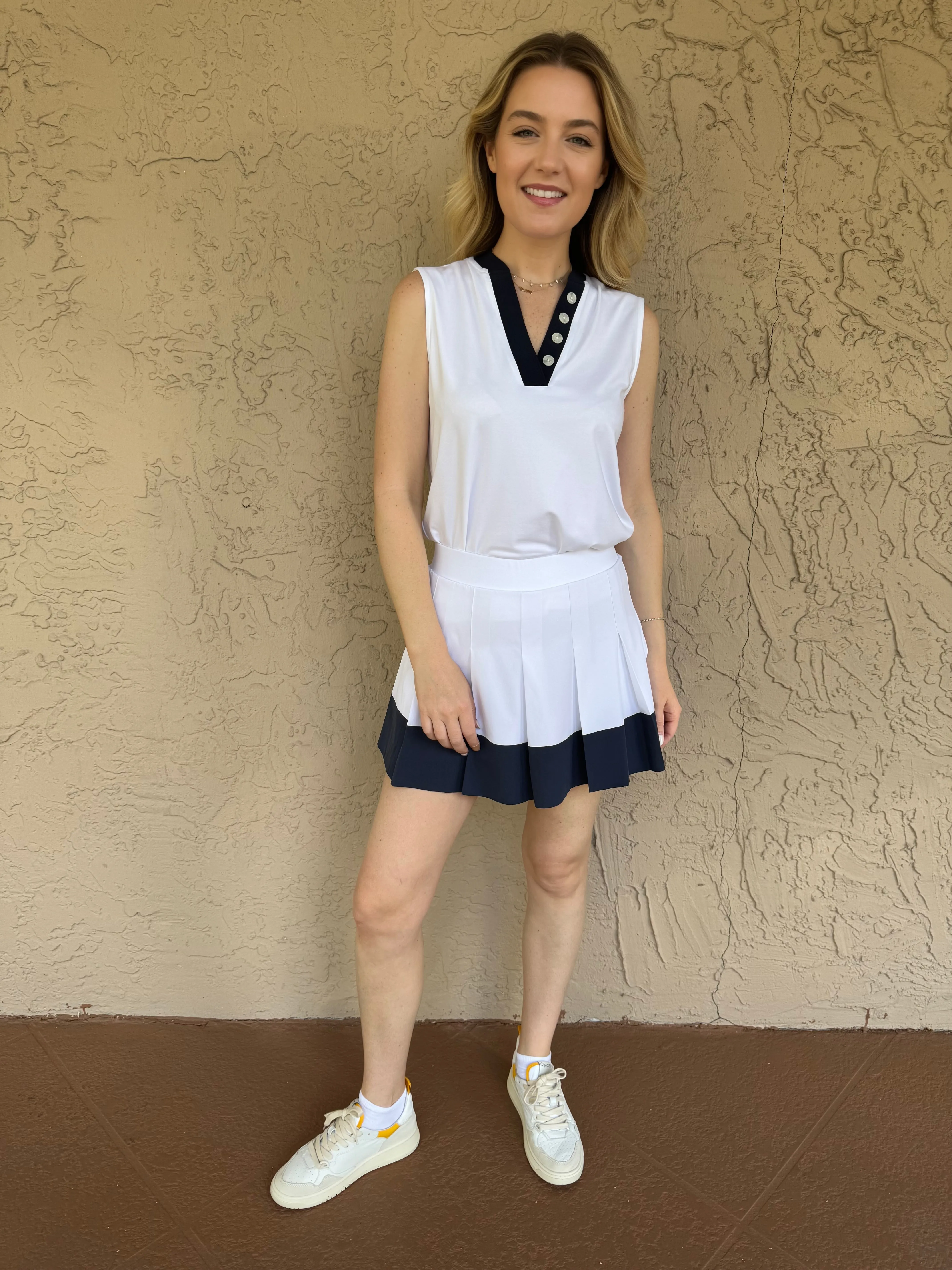 Chase High Rise Skort 14.5" - White/Blue Nights