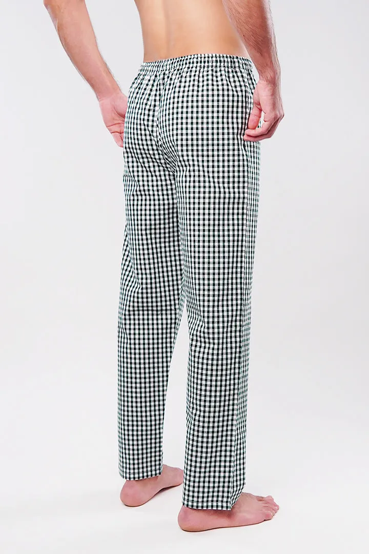 Check Woven Pajamas - Green & White
