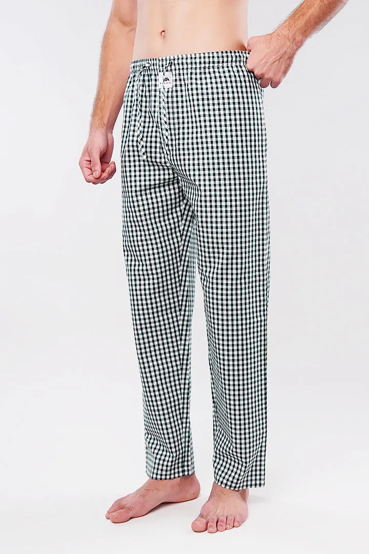 Check Woven Pajamas - Green & White