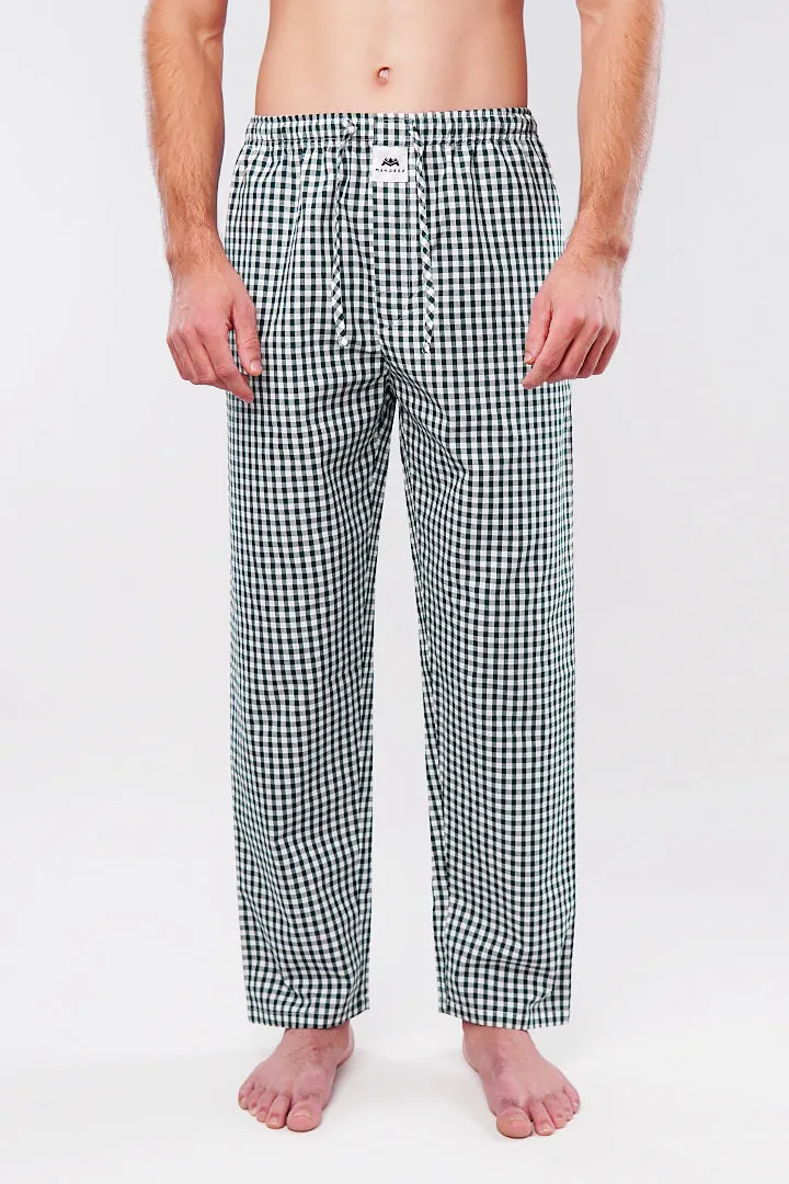 Check Woven Pajamas - Green & White
