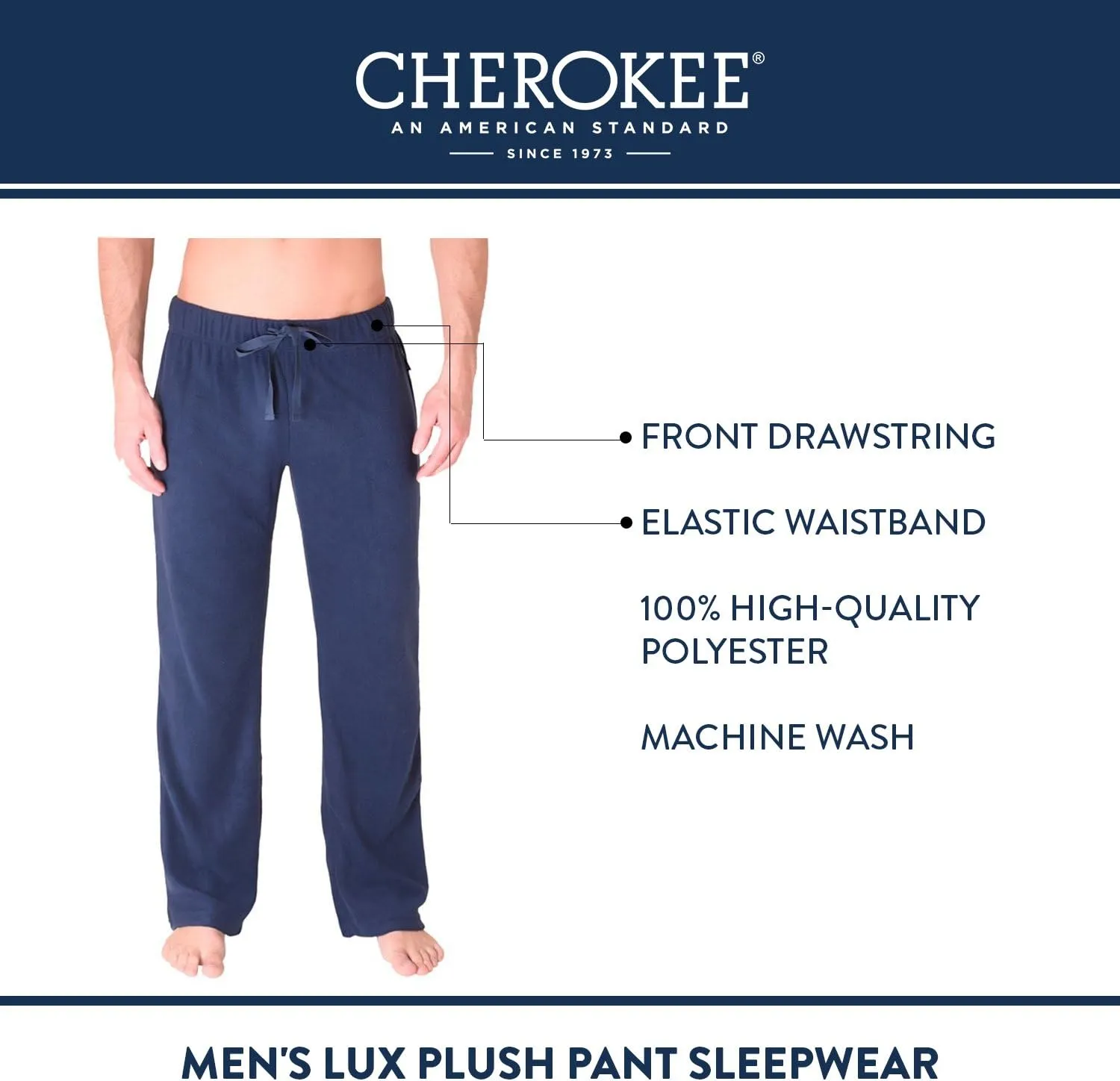 Cherokee Men's Polyester Plush Pajama Pants Soft Sleepwear