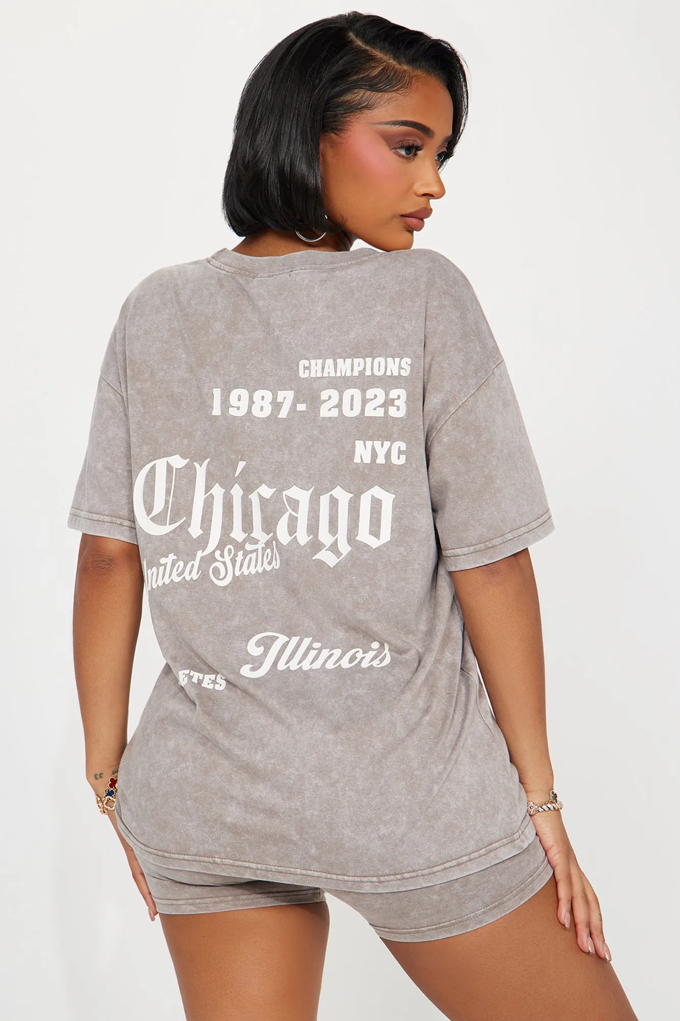 Chicago Washed Biker Short Set - Mocha