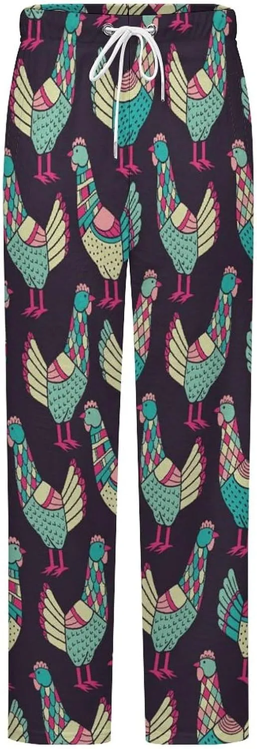 Chickens Pattern Women's Flannel Pajama Pants Fleece Lounge Sleep Bottoms PJ