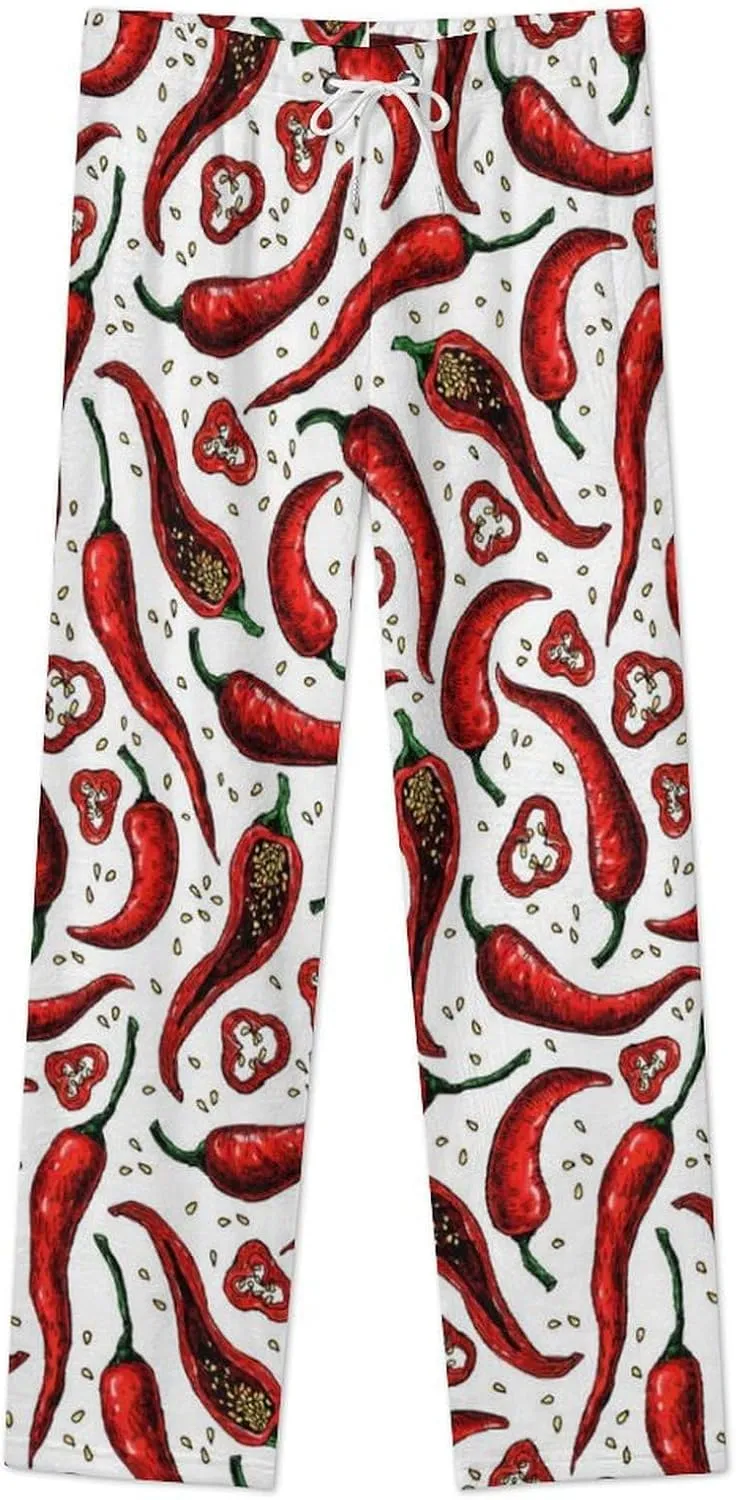 Chili Pepper Women's Flannel Pajama Pants Fleece Lounge Sleep Bottoms PJ