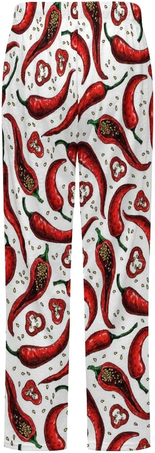 Chili Pepper Women's Flannel Pajama Pants Fleece Lounge Sleep Bottoms PJ