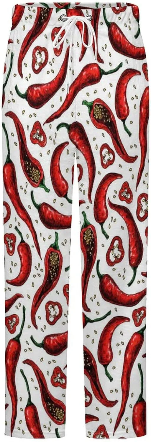 Chili Pepper Women's Flannel Pajama Pants Fleece Lounge Sleep Bottoms PJ