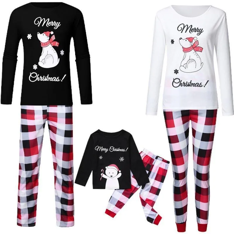 Christmas Bear Family Matching Plaid Pajamas