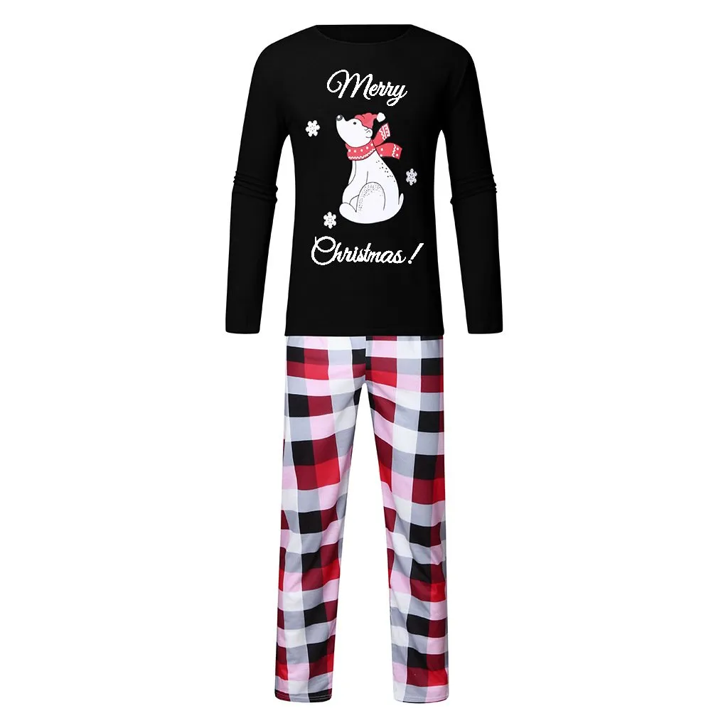 Christmas Bear Family Matching Plaid Pajamas