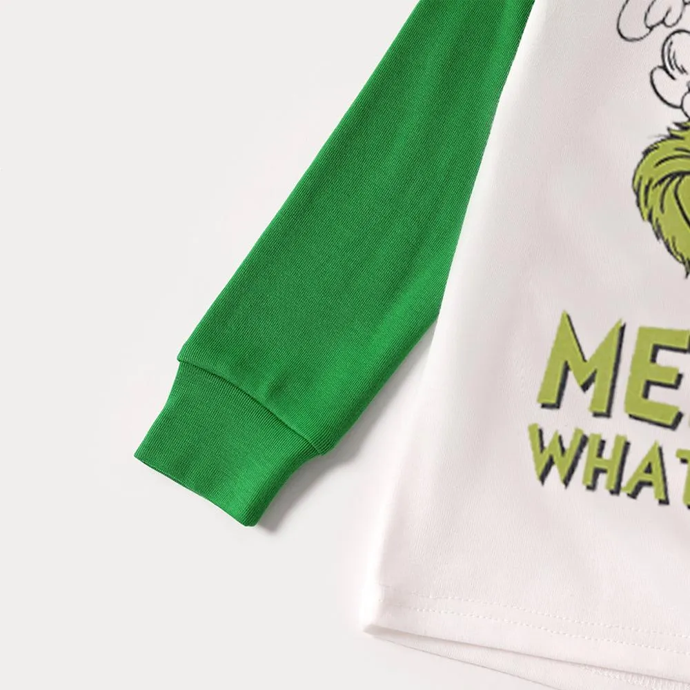 Christmas Cartoon and 'Merry Whatever' Letter Print Family Matching Raglan Long-sleeve Pajamas Sets