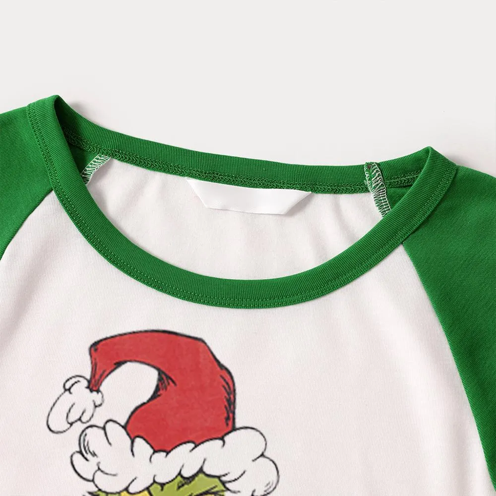 Christmas Cartoon and 'Merry Whatever' Letter Print Family Matching Raglan Long-sleeve Pajamas Sets