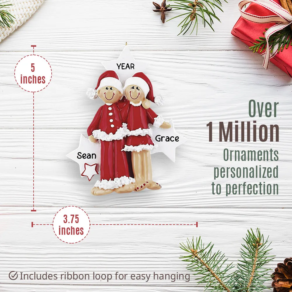 Christmas Pajama Couple Ornament