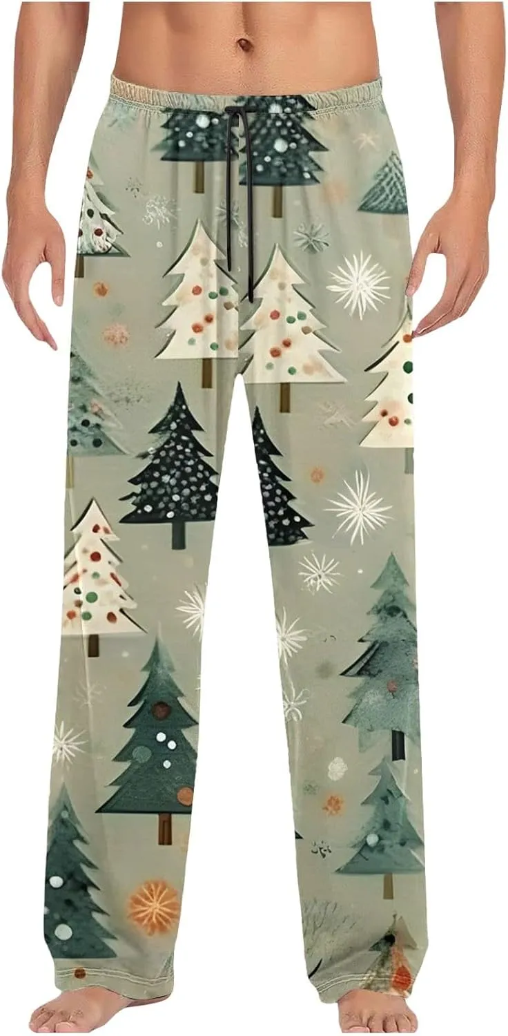 Christmas Pajamas for Men Long Pants Cute Character Print Pajama Pants Pajama Bottoms Soft Sleepwear