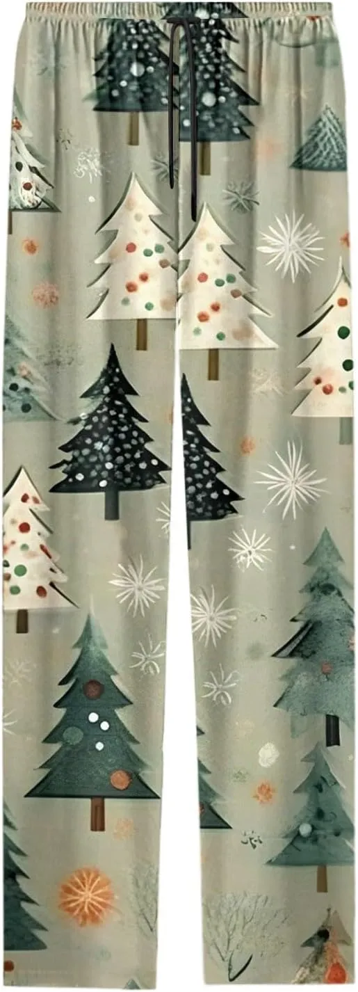 Christmas Pajamas for Men Long Pants Cute Character Print Pajama Pants Pajama Bottoms Soft Sleepwear