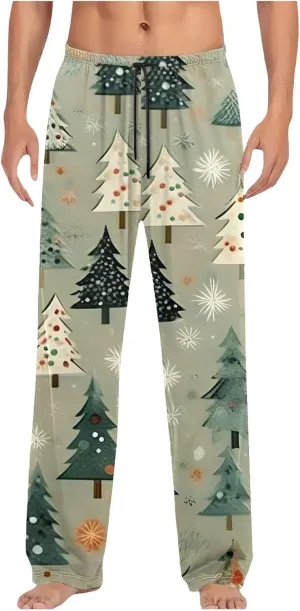 Christmas Pajamas for Men Long Pants Cute Character Print Pajama Pants Pajama Bottoms Soft Sleepwear