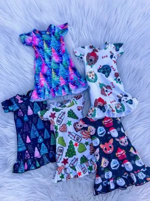 Christmas Print Doll Nightgowns