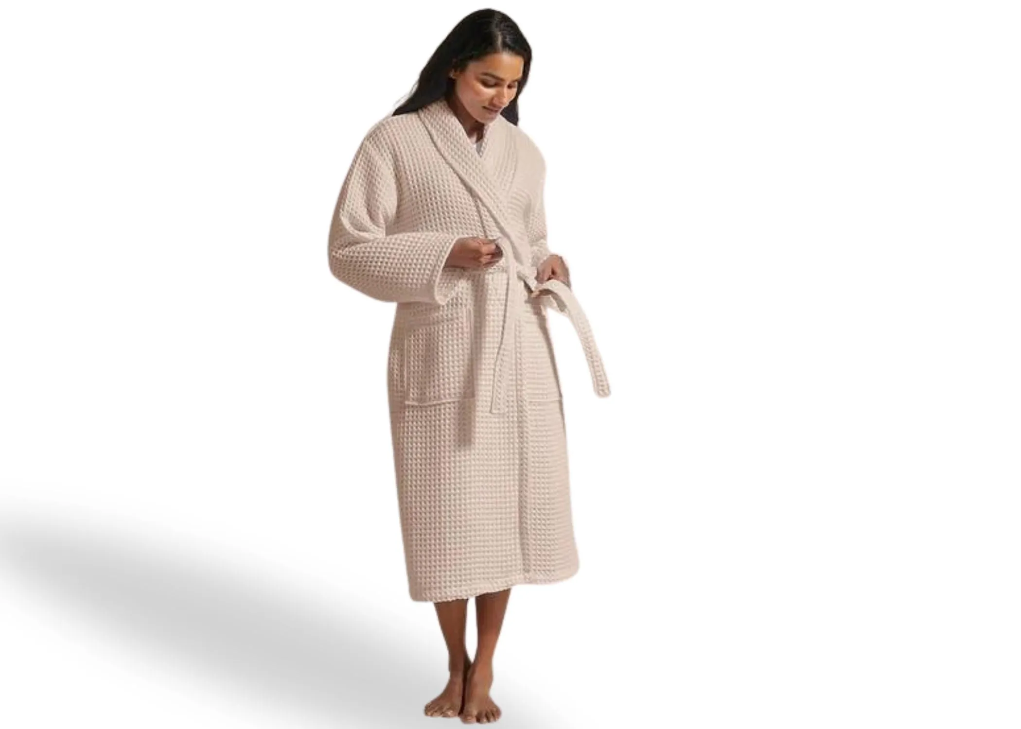 Christy "Waffle Robe" Bath Robe in Blush