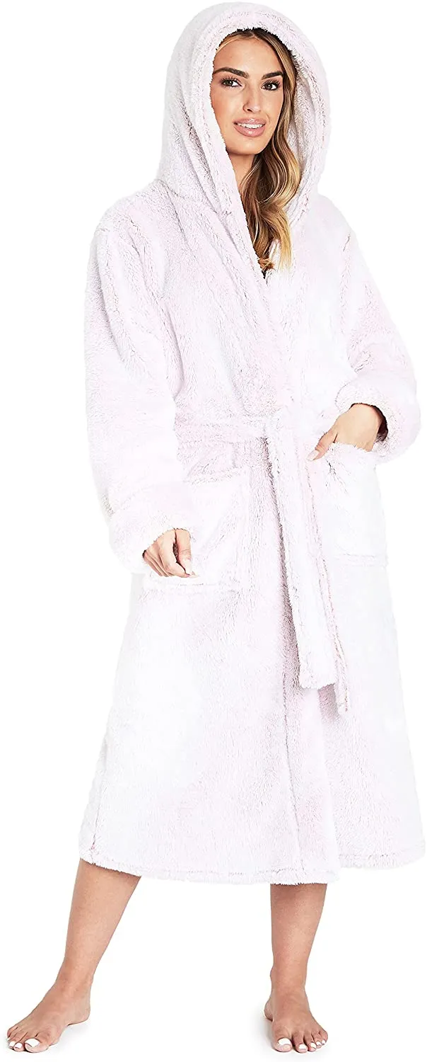 CityComfort Dressing Gown Women with Hood - Luxurious Fluffy Ladies Dressing Gown in Super Soft Fleece