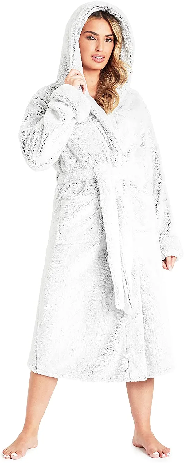 CityComfort Dressing Gown Women with Hood - Luxurious Fluffy Ladies Dressing Gown in Super Soft Fleece