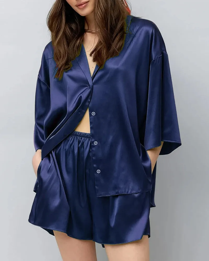 Classic Plus Size Silk Pajama Set
