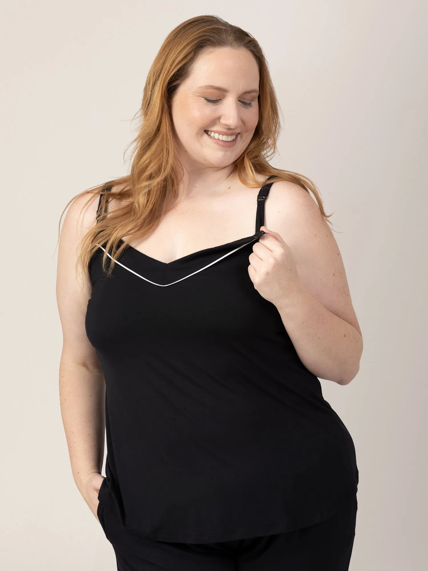 Clea Bamboo Nursing Tank & Capri Pajama Set | Black