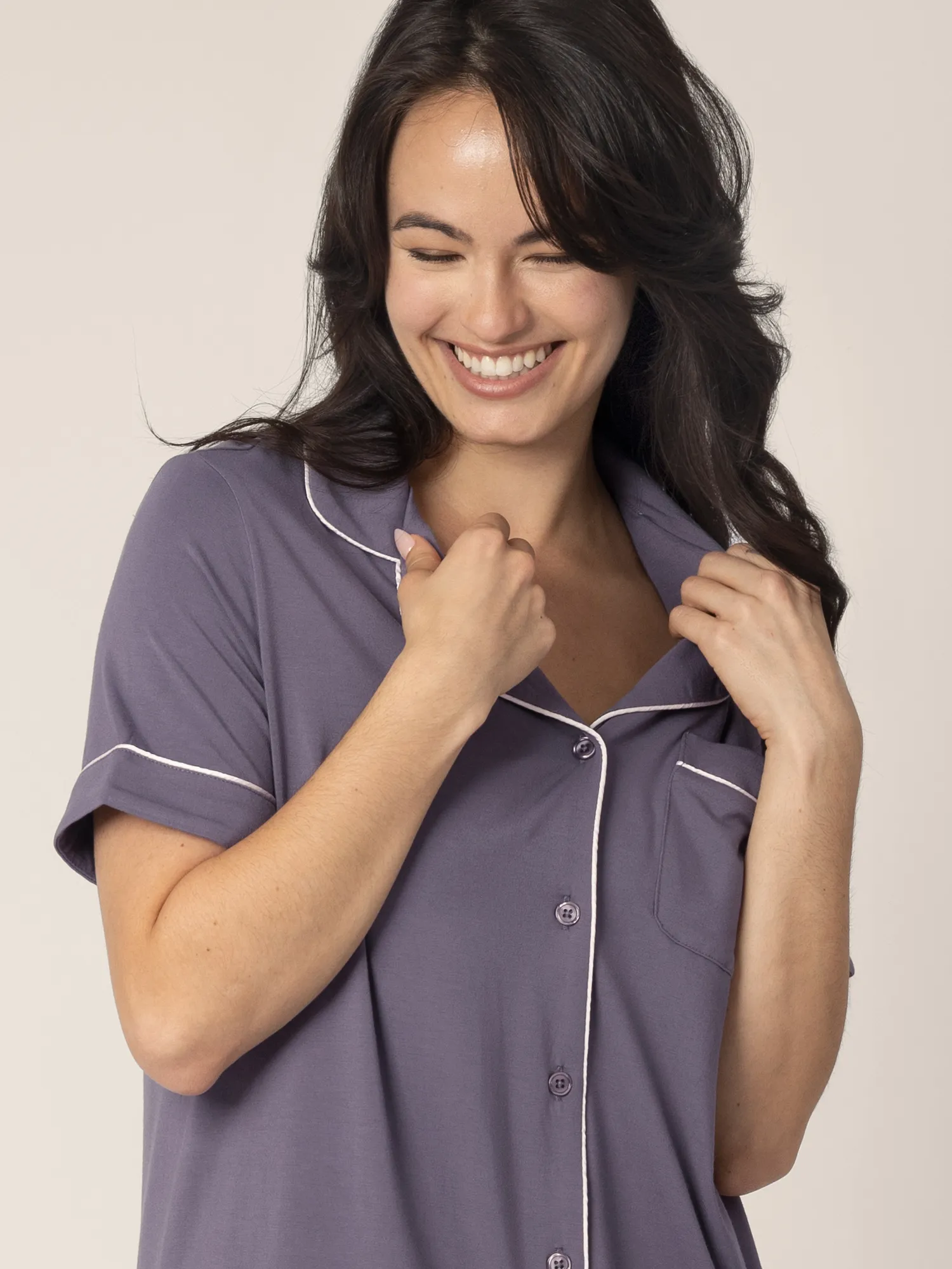Clea Bamboo Short Sleeve Pajama Set | Granite