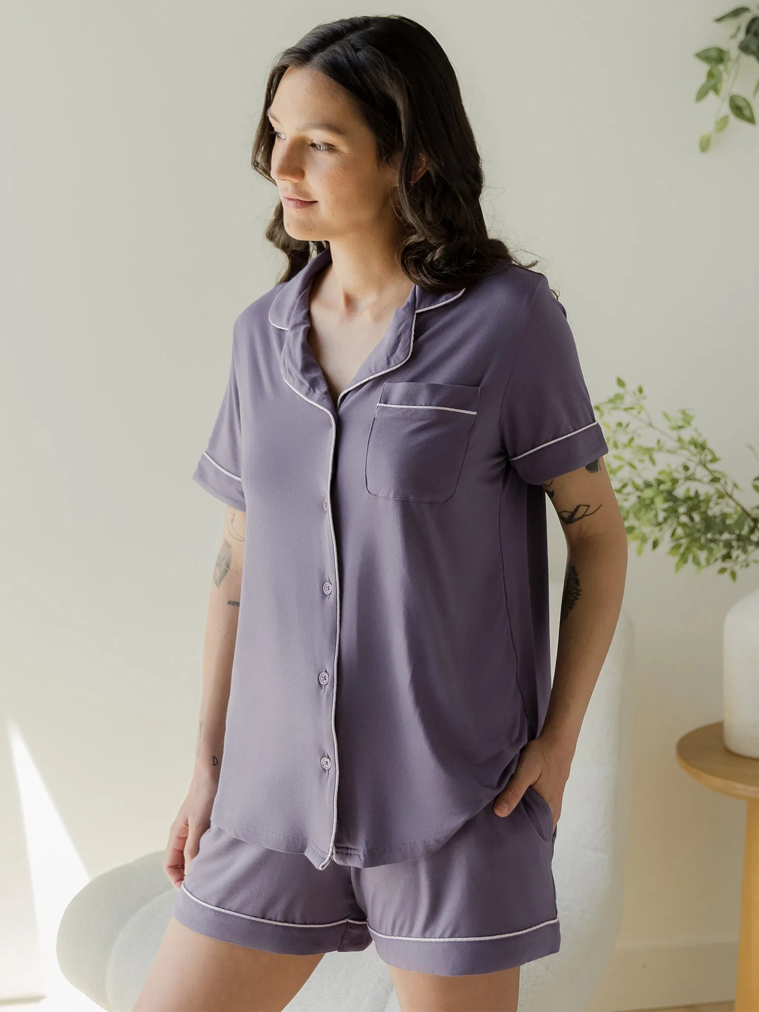 Clea Bamboo Short Sleeve Pajama Set | Granite