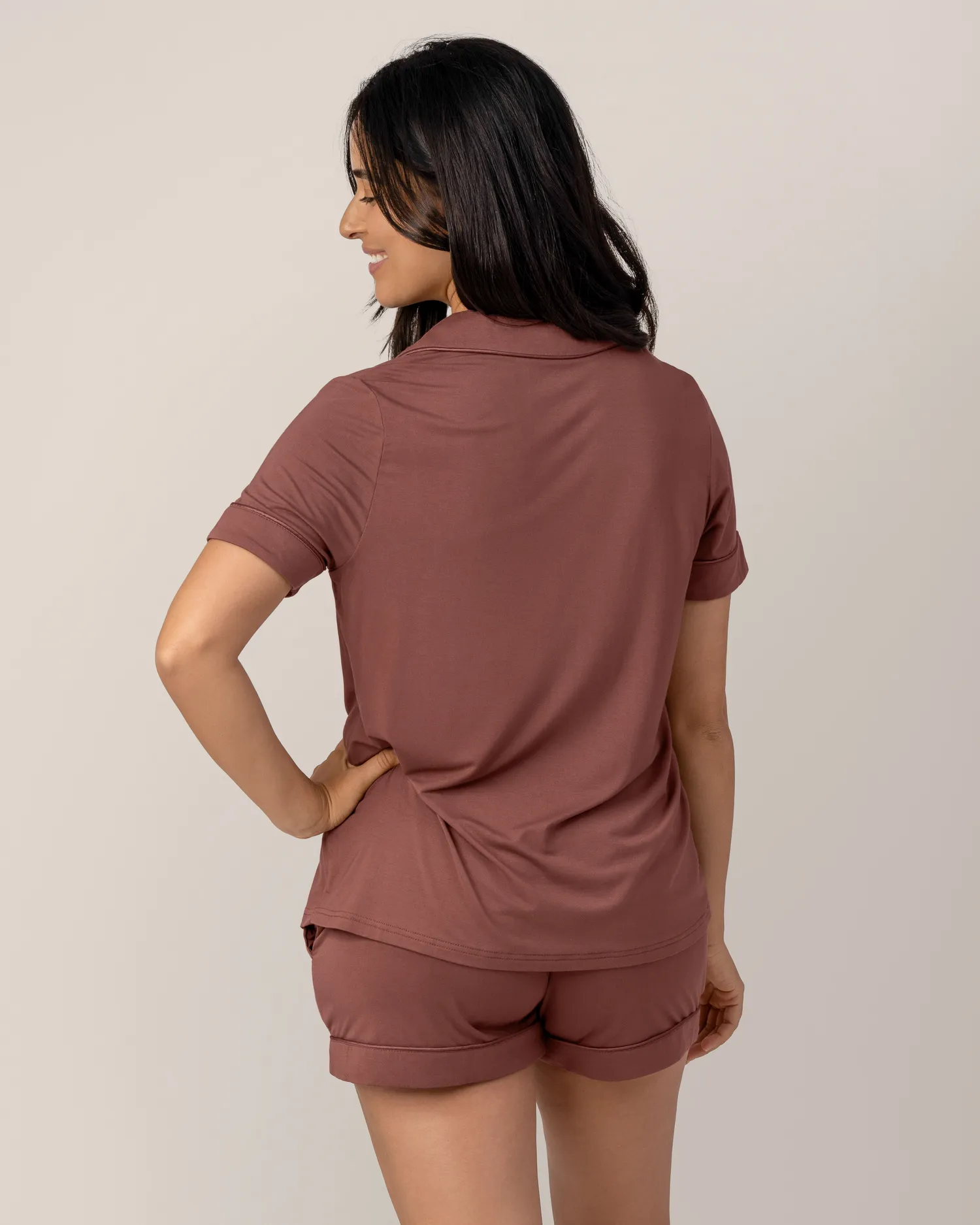 Clea Bamboo Short Sleeve Pajama Set | Redwood