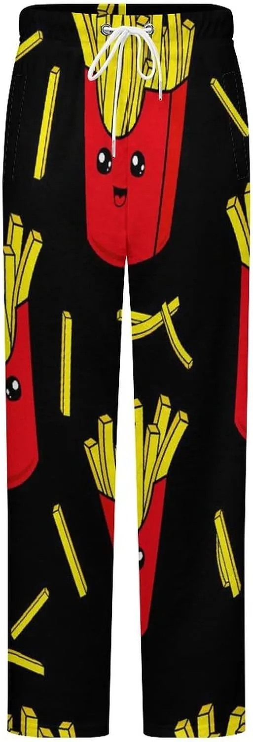 Colorful French Fries Women's Flannel Pajama Pants Fleece Lounge Sleep Bottoms PJ