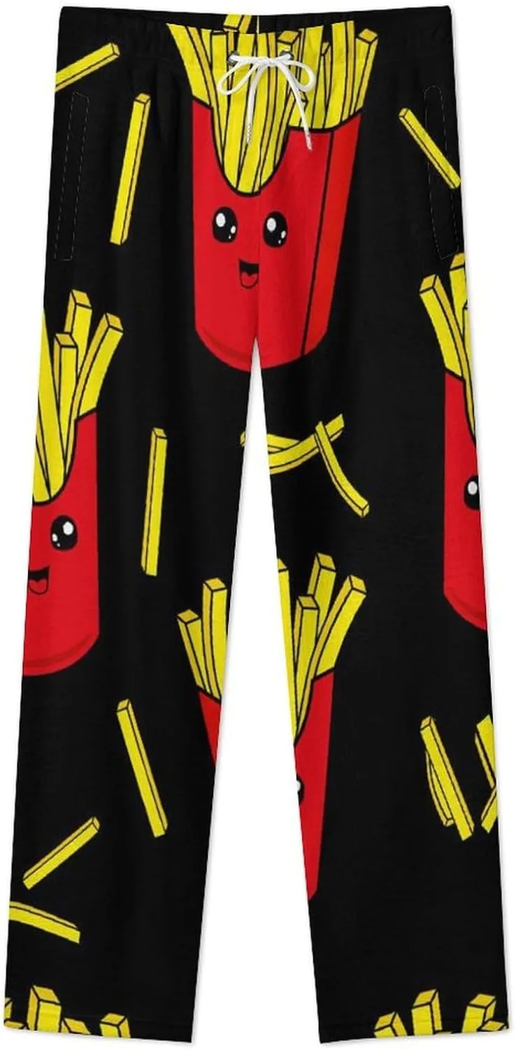 Colorful French Fries Women's Flannel Pajama Pants Fleece Lounge Sleep Bottoms PJ