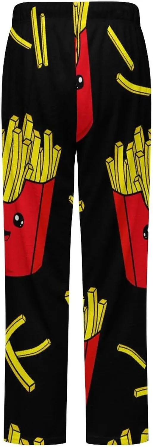 Colorful French Fries Women's Flannel Pajama Pants Fleece Lounge Sleep Bottoms PJ