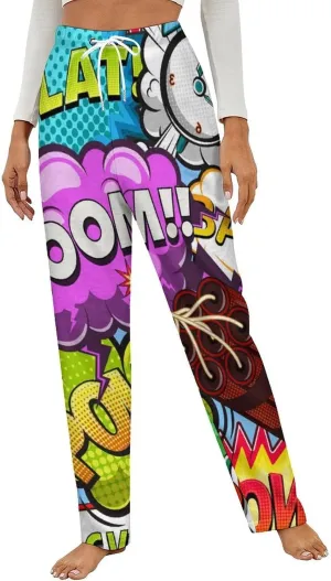 Comic Style Women's Flannel Pajama Pants Fleece Lounge Sleep Bottoms PJ