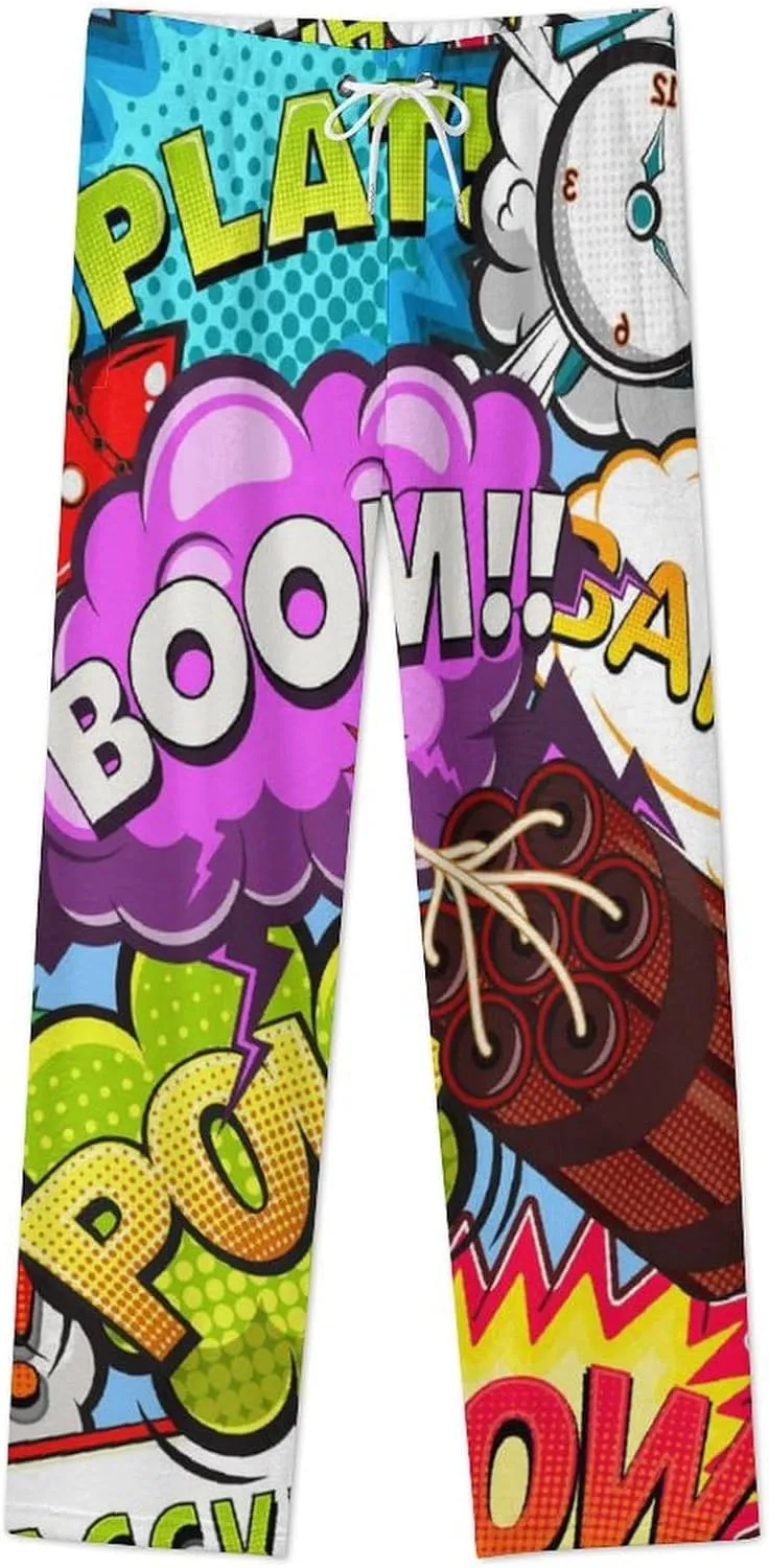 Comic Style Women's Flannel Pajama Pants Fleece Lounge Sleep Bottoms PJ