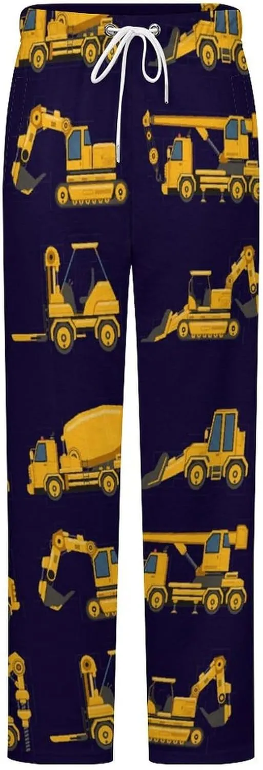 Construction Machinery Trucks Women's Flannel Pajama Pants Fleece Lounge Sleep Bottoms PJ