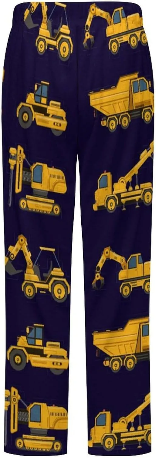 Construction Machinery Trucks Women's Flannel Pajama Pants Fleece Lounge Sleep Bottoms PJ