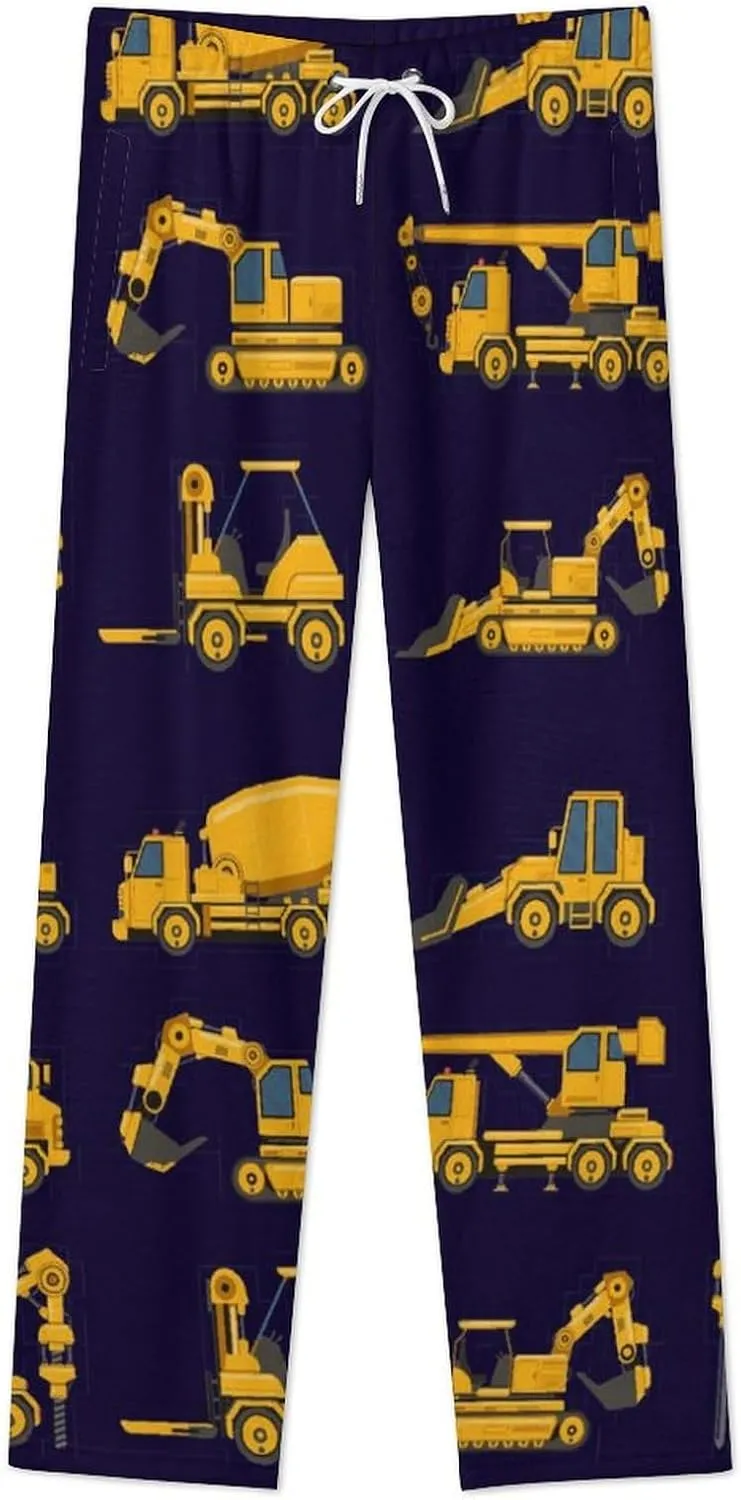 Construction Machinery Trucks Women's Flannel Pajama Pants Fleece Lounge Sleep Bottoms PJ