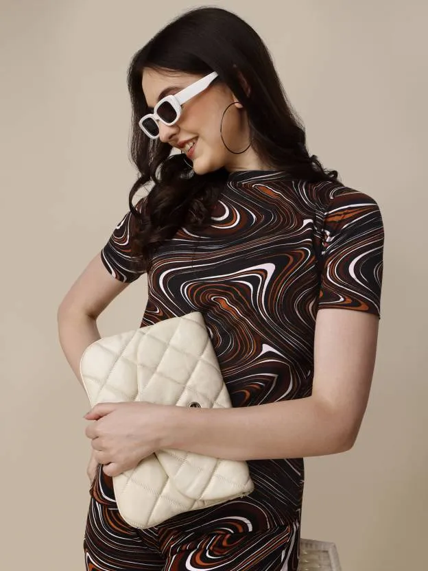 Contemporary Elegance Digital Print Brown Co-ord Set