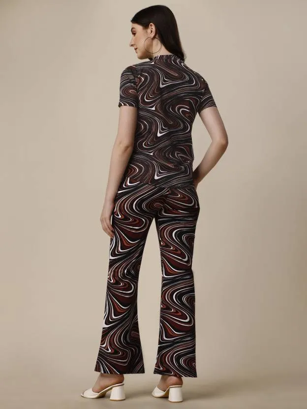 Contemporary Elegance Digital Print Brown Co-ord Set