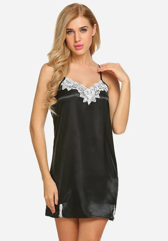 Continental Satin Hem Lace Nightgown