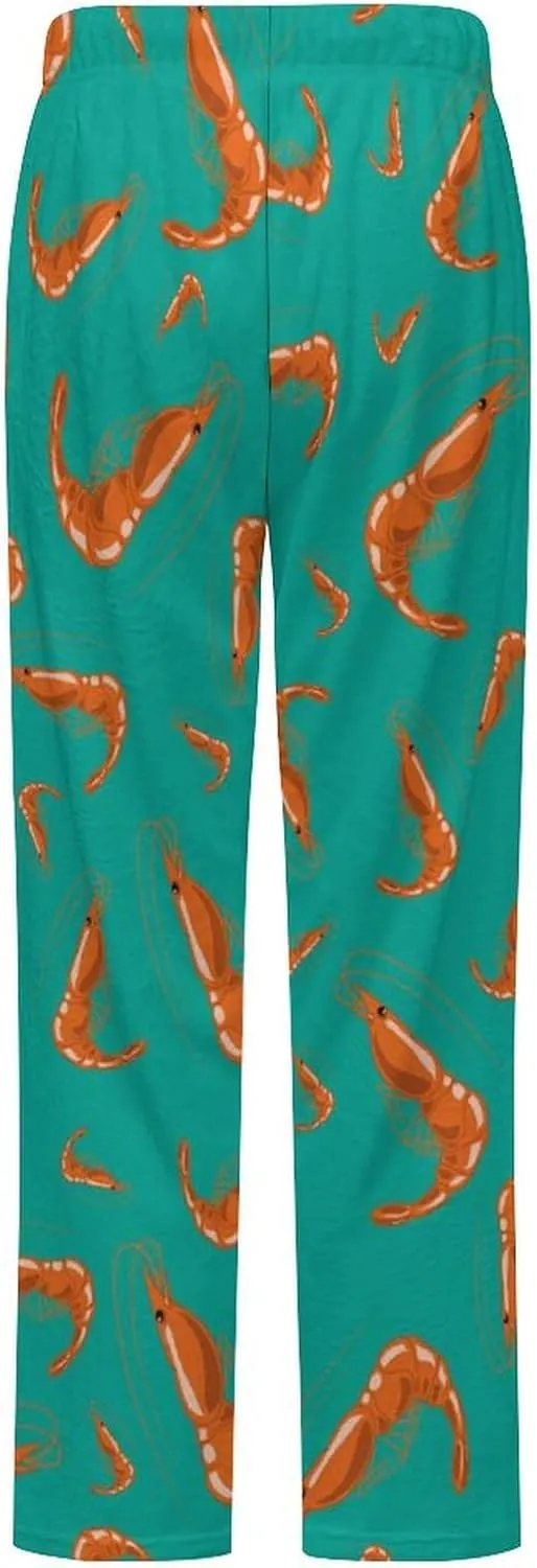 Cooked Red Shrimps Pattern Women's Flannel Pajama Pants Fleece Lounge Sleep Bottoms PJ