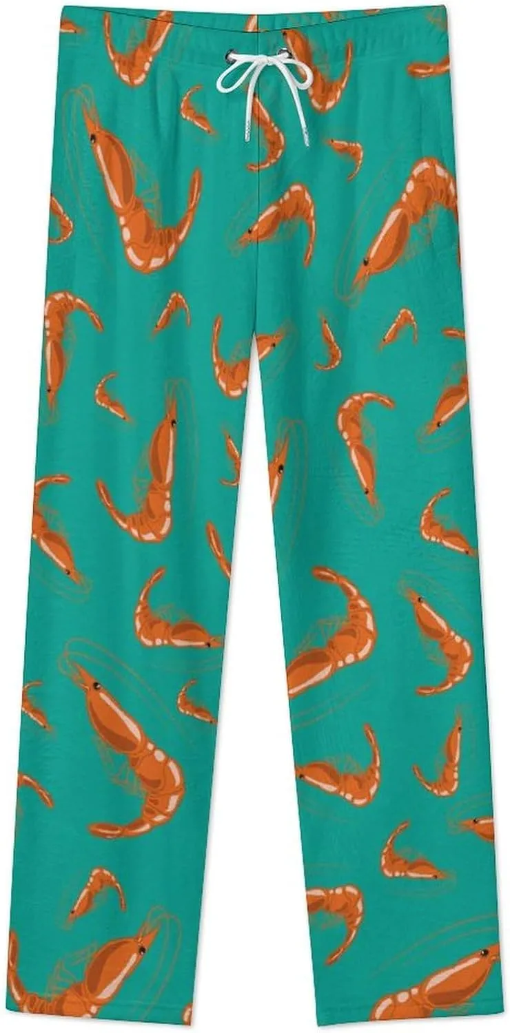 Cooked Red Shrimps Pattern Women's Flannel Pajama Pants Fleece Lounge Sleep Bottoms PJ