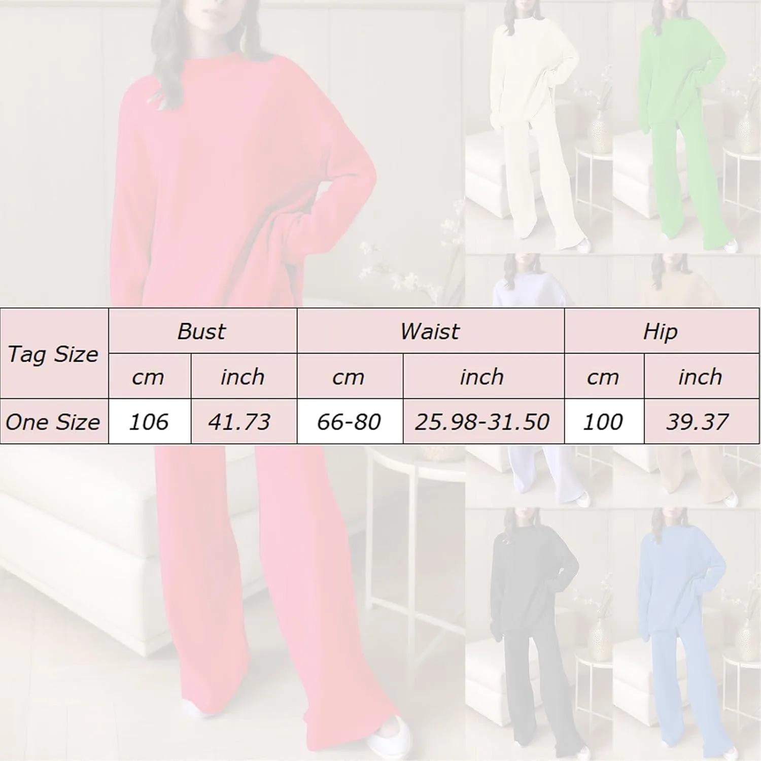 cooki Pajama Sets for Women 2 Piece Winter Warm Knit Long Sleeve Sweater Pullover Top and Pants Set Lounge Sleepwear Set