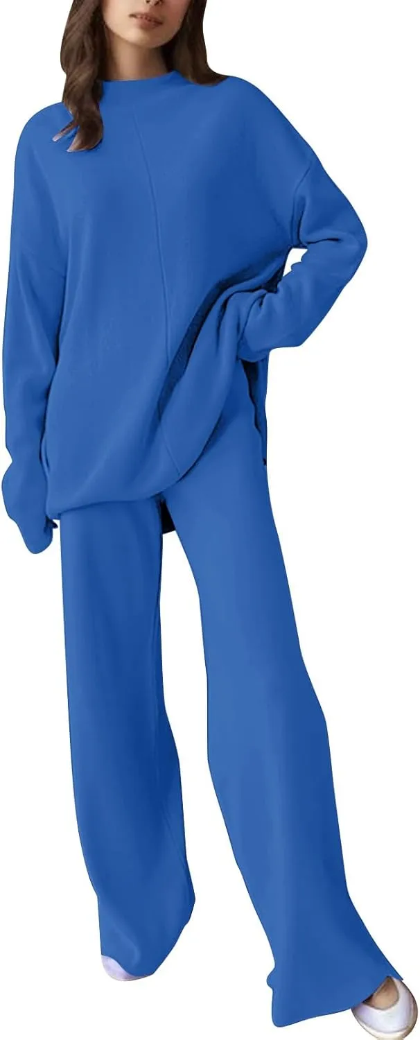 cooki Pajama Sets for Women 2 Piece Winter Warm Knit Long Sleeve Sweater Pullover Top and Pants Set Lounge Sleepwear Set