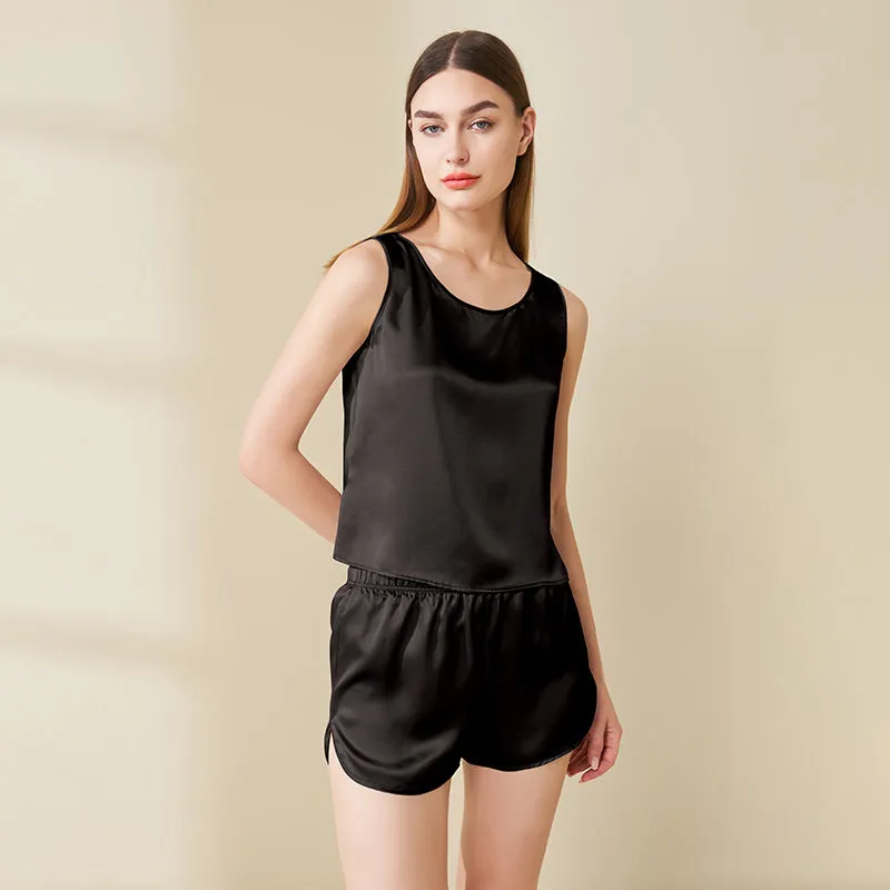 Cool Summer Silk Camisole Set 100% Mulberry Silk Tank And Shorts Set Silk Sleepwear