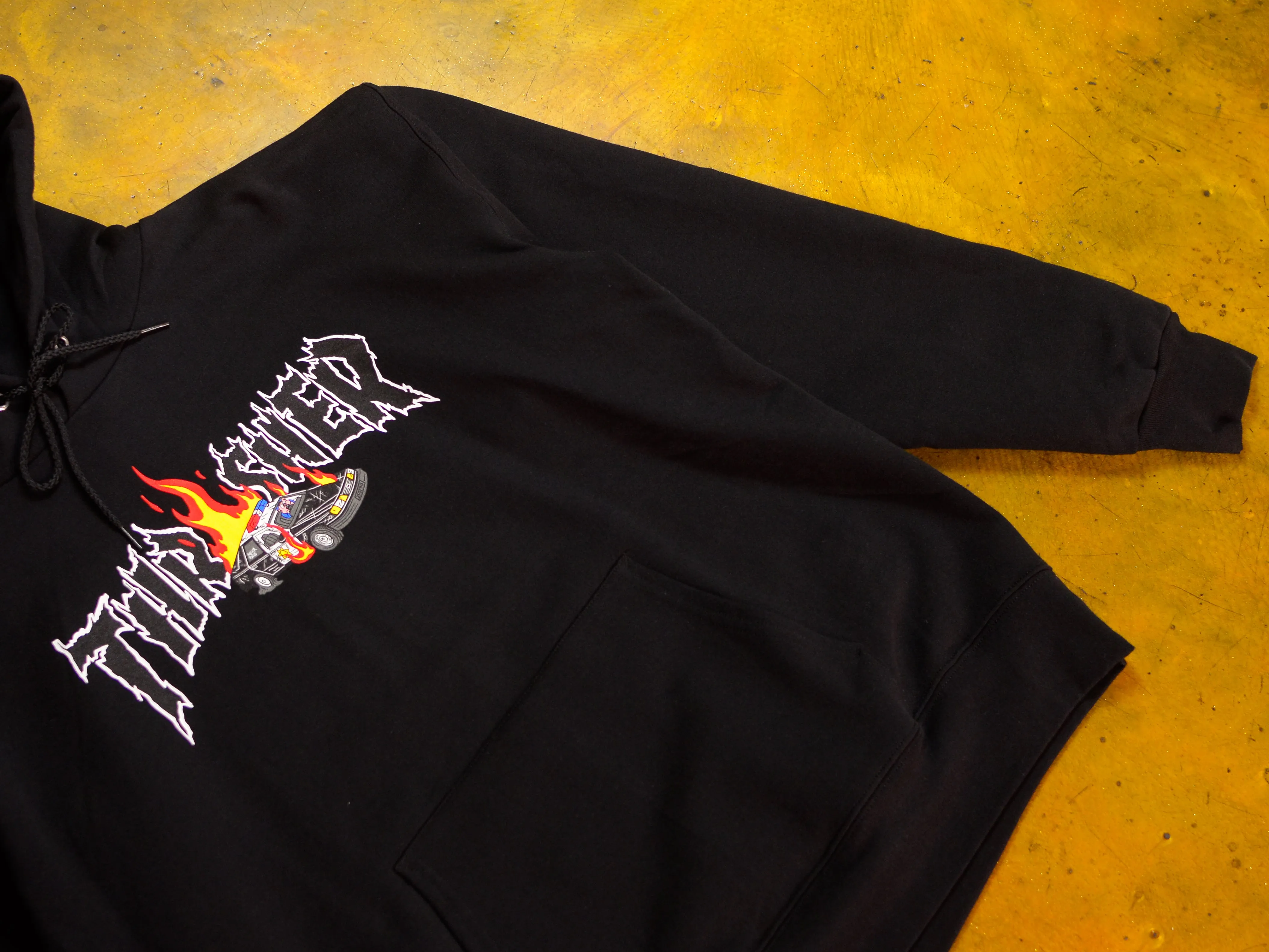 Cop Car Neckface Hooded Fleece - Black
