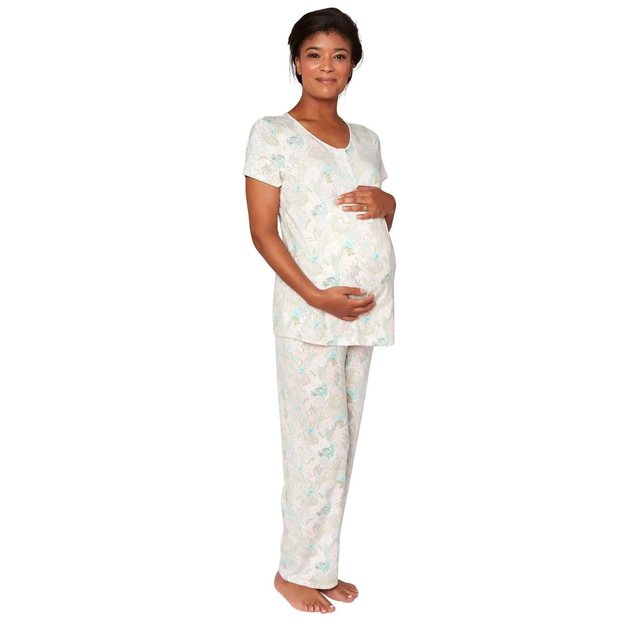 coral cay modal magnetic nursing pajama set