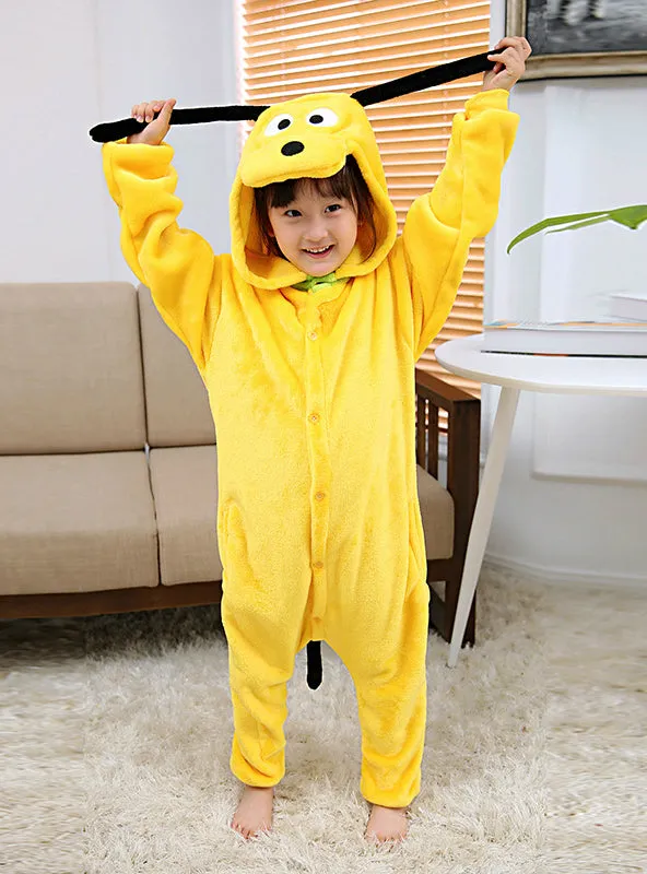 Coral Flannel Pajamas Cartoon Fly Yellow Dog Animals