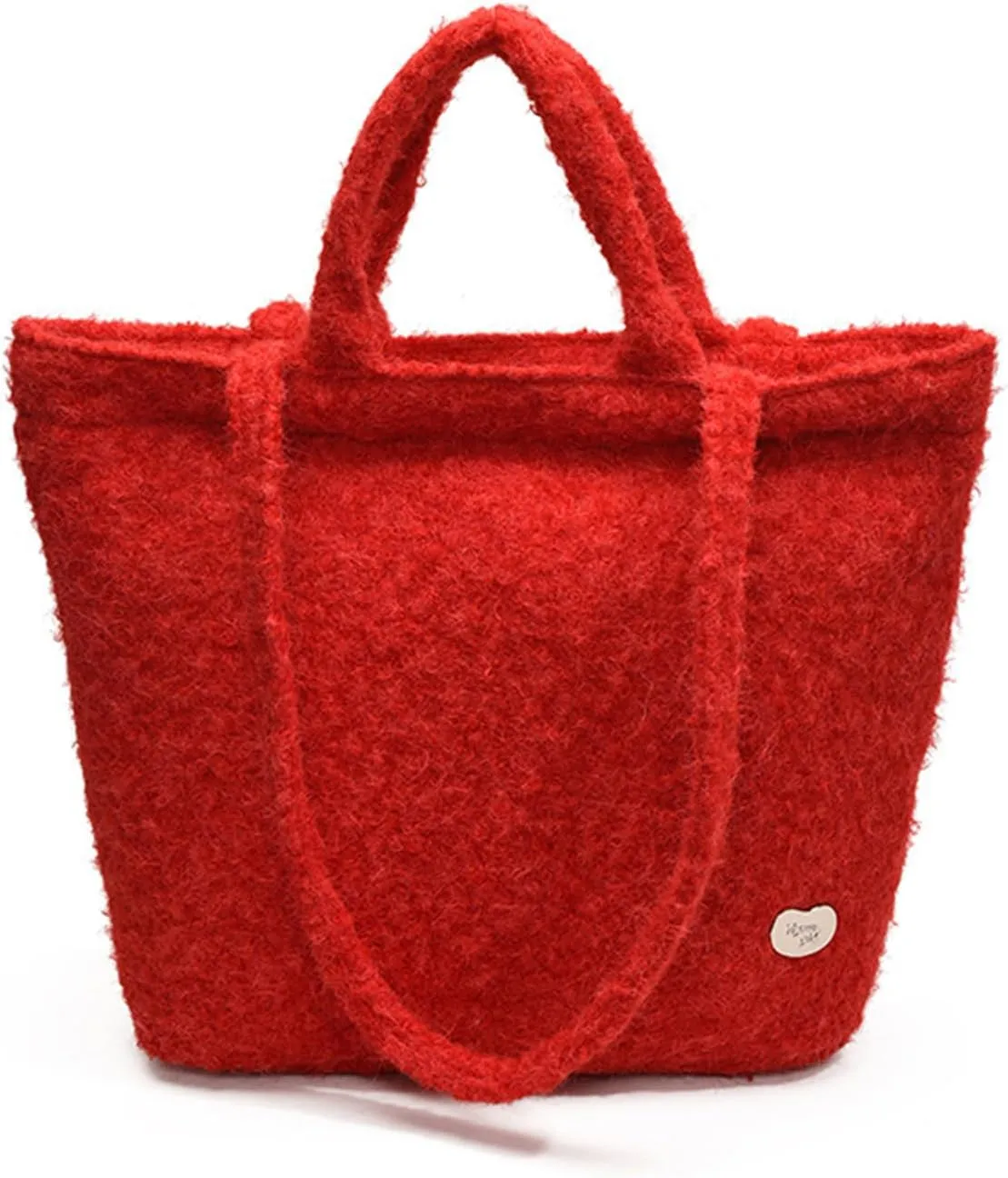 CORIOS Women's Plush Shoulder Bag, Fluffy Bag, Lambswool Handbag, Cute Fluffy Tote Bag, Large Shopping Bags, Handbag, Retro Tote Bag for Office, Travel, Everyday Use