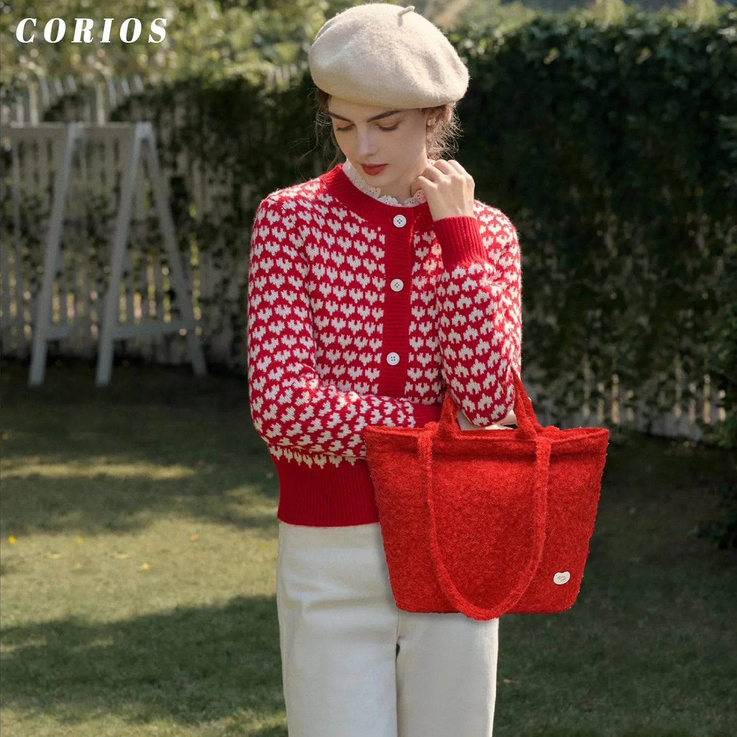 CORIOS Women's Plush Shoulder Bag, Fluffy Bag, Lambswool Handbag, Cute Fluffy Tote Bag, Large Shopping Bags, Handbag, Retro Tote Bag for Office, Travel, Everyday Use
