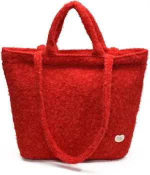 CORIOS Women's Plush Shoulder Bag, Fluffy Bag, Lambswool Handbag, Cute Fluffy Tote Bag, Large Shopping Bags, Handbag, Retro Tote Bag for Office, Travel, Everyday Use