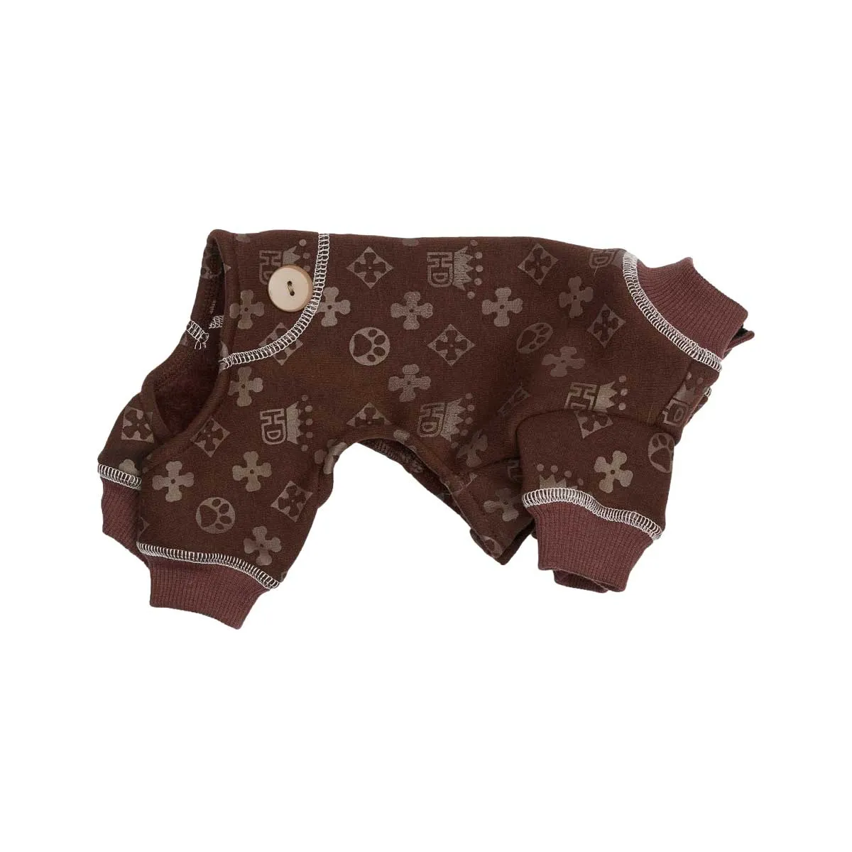 Cotton Fleece Dog Pajama - Crown Dark Brown